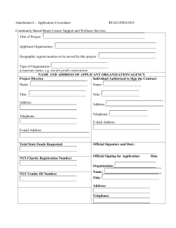 Attachment 6: Applicant Coversheet