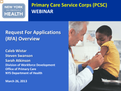 Primary Care Service Corps (PCSC) Webinar Slide Deck - March 26, 2103
