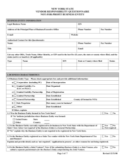 Attachment 25b: Vendor Responsibility Questionnaire Not-for-Profit Business Entity