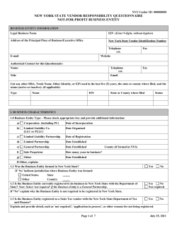Attachment 3.5: Vendor Responsibility Questionnaire