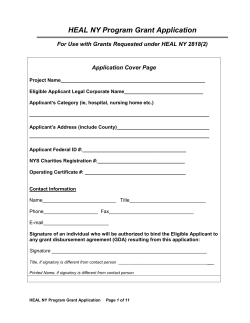 HEAL NY Program Grant Application for use with Grants Requested under HEAL NY 2818(2)