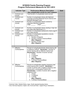 NYSDOH Family Planning Program Program Performance Measures for 2011-2012
