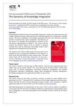 KITE PhD course invitation