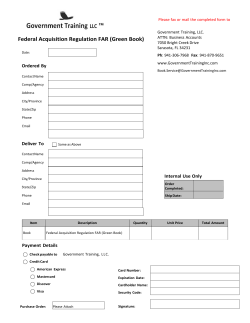 The Federal Acquisition Regulation Handbook Fax Back Form