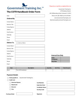 COTR-Handbook-Fax-Back Form