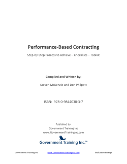 Excerpt from Performance Based Contracting Handbook Introduction - Detailed Table of Contents - Download PDF here