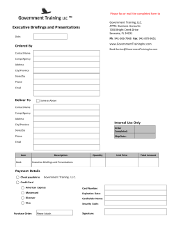 Executive Briefings Presentations Handbook Fax Back Form