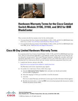 Hardware Warranty Terms for the Cisco Catalyst Switch Module 3110G, 3110X, and 3012 for IBM BladeCenter