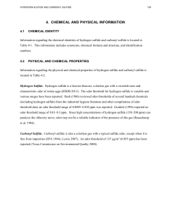 Toxicological Profile for Hydrogen Sulfide