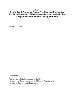 "Draft Public Health Response Plan to Prioritize and Evaluate the Public Health Impact of Environmental Contamination in the Village of Endicott, Broome County, New York"