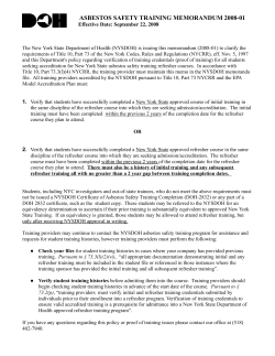 Asbestos Safety Training Program Memorandum (2008-01)