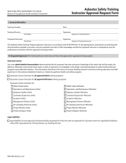 Asbestos Instructor Approval Request Form (DOH-5181)