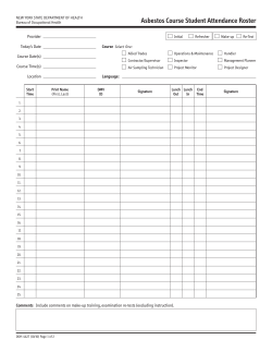 Asbestos Course Attendance Roster (DOH-4427)