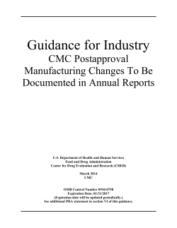 CMC Postapproval Manufacturing Changes Reportable in Annual Reports