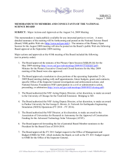 Major Actions and Approvals