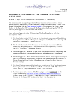 Major Actions and Approvals