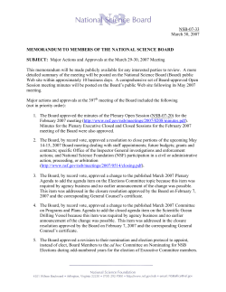 Major Actions and Approvals