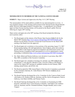 Major Actions and Approvals