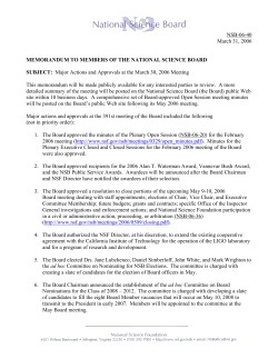 Major Actions and Approvals