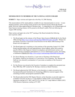 Major Actions and Approvals