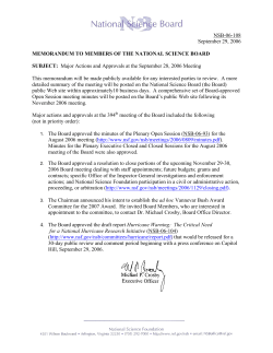 Major Actions and Approvals