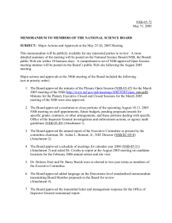 Major Actions and Approvals