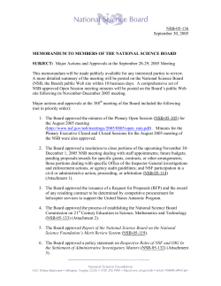 Major Actions and Approvals