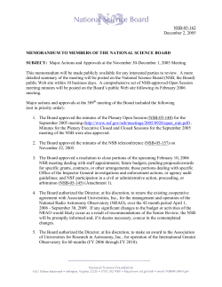 Major Actions and Approvals