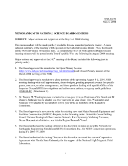 Major Actions and Approvals