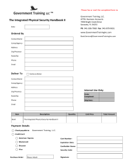 The Integrated Physical Security Handbook II Fax Back Form