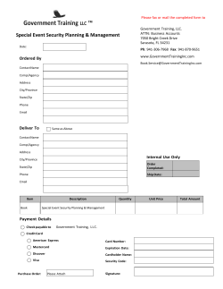 Special Event Security Planning Management Faxback Form