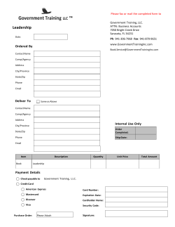 Leadership Handbook Fax Back Form