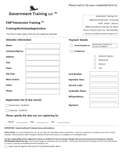 FAR Immersion Training Registration Form