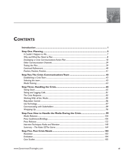 Excerpt from Crisis Communications Handbook - Introduction - Detailed Table of Contents - Download PDF here