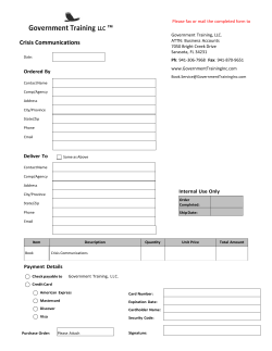 Crisis Communications Handbook Fax Back Form