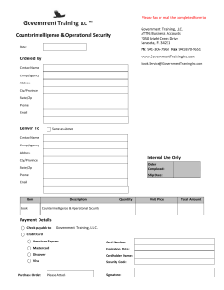 Counterintelligence Handbook Faxback Form