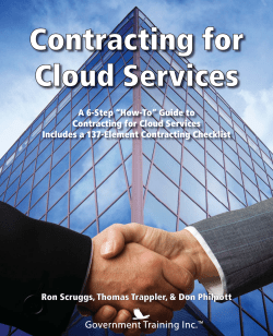 Excerpt from Contracting for Cloud Services. Introduction - Detailed Table of Contents - Download PDF here