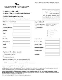 COR (40 Hours)–40 CLPs Registration Form