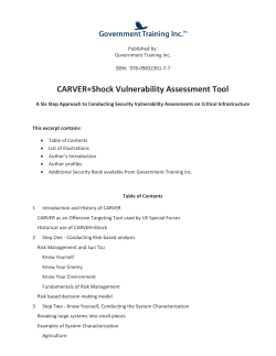 Excerpt from CARVER Handbook - Introduction - Detailed Table of Contents - Download PDF here