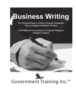 Excerpt from Business Writing Handbook. Introduction - Detailed Table of Contents - Download PDF here
