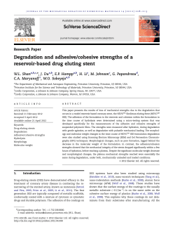 Degradation and adhesive/cohesive strengths of a reservoir-based drug eluting stent.