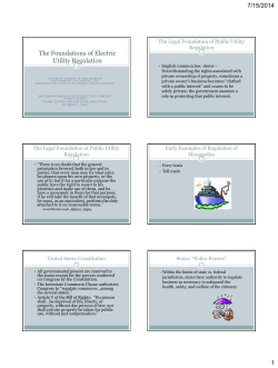 The Foundations of Electric Utility Regulation
