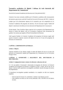 Academic regulations governing the submission and defence of doctoral theses of the Department of Communication