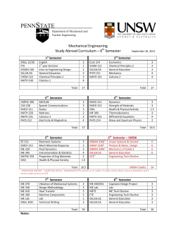 Mechanical Engineering Study Abroad Curriculum for the University of New South Wales