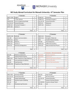Mechanical Engineering Study Abroad Curriculum for Monash University - 6th Semester Plan
