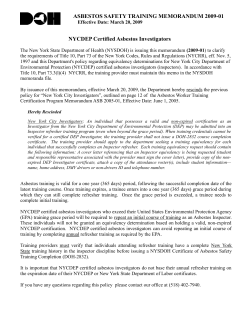 Asbestos Safety Training Program Memorandum 2009-01