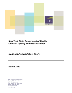 New York State Department of Health Medicaid Perinatal Care Study