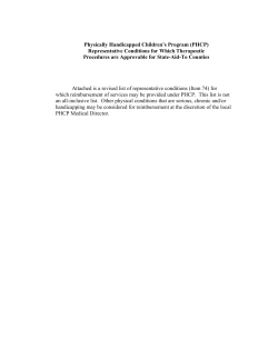 Physically Handicapped Children's Program (PHCP), Representative Conditions for Which Therapeutic, Procedures are Approvable for State-Aid-To Counties