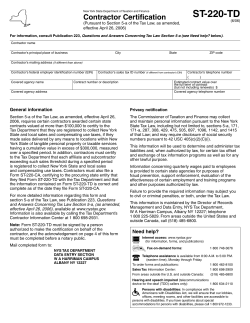 N.Y.S Taxation and Finance Contractor Certification Form ST-220TD