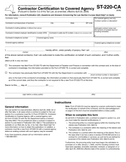 N.Y.S Taxation and Finance Contractor Certification Form ST-220CA